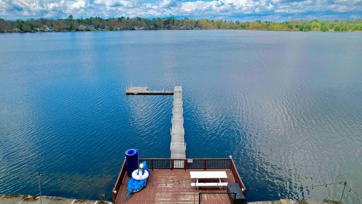 Blue Sackett Lake seen from the waterfront deck